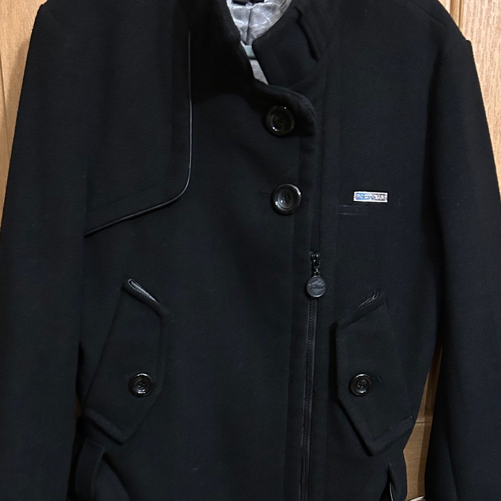Roca Wear Women's Black Mid Length Jacket, Xl, Wool, Polyester Blend. View 2